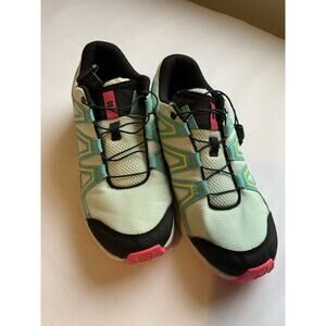 Women’s Salomon Speedcross Trail Running Shoes Size 4 Blue Pink Grippy